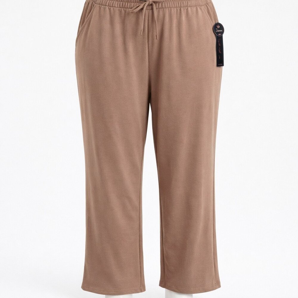 Suzette Collection‎ Women's Plus 2X Stretch Knit Lounge Jogger Pants Taupe